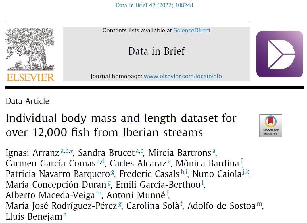 UVicAquatic's tweet photo. 🎯We have just published the second paper of #SizeEcoFun project: a dataset with individual body size measures of 12,288 individuals of 24 fish species collected at 118 locations in rivers in north-eastern of Iberian Peninsula🐟
#openaccess👉 https://t.co/ecP7yLQFcZ https://t.co/mYrIa3vkw9