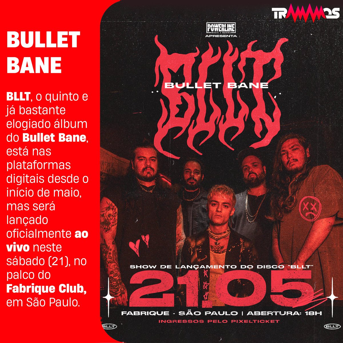Tramamos's tweet photo. Não sabia que ia ter show do #BulletBane? Ah, pois agora você tá sabendo! 😉
Dicona de milhões de show para este fds! ⬇️
https://t.co/E9zoytOpoe https://t.co/ggpDmASlPf