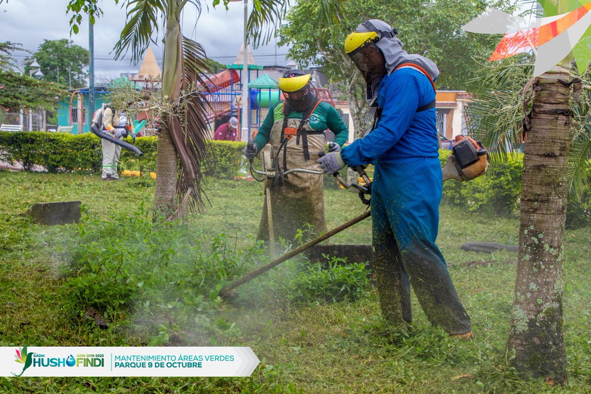 Permanentes son las acciones que realizamos para mejorar las áreas verdes de #Shushufindi, en este sentido, ejecutamos  el mantenimiento del parque 9 de Octubre, para dejarlo en buenas condiciones y con una imagen positiva para la recreación familiar.