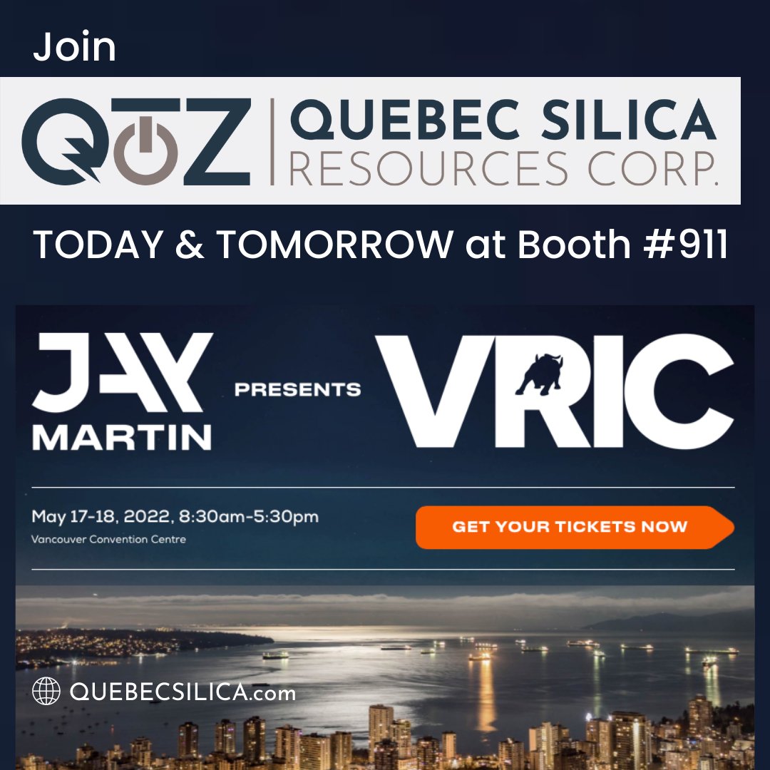 QIMCSilica's tweet photo. Meet with QUEBEC SILICA in person TODAY & TOMORROW at Booth#911๐ฅ at the Vancouver Resource Investment Conference!
#VRIC2022 @JayMartinBC $QTZ #QTZ #CSE #SilicaMining #JuniorExploration #JuniorMining #QuebecResources #CanadianSilica #Stocks #Invest https://t.co/jkWaTLcJBV