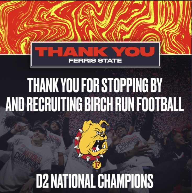 Thank You <a href="/FerrisFootball/">Ferris St. Football</a> for stopping by Birch Run. Those CHAMPIONSHIP RINGS are NICE!!!!