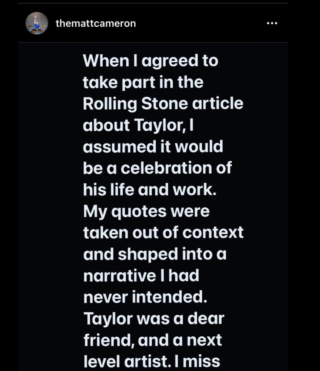 Jeffgarden665's tweet photo. #MattCameron’s Statement About the Rolling Stone Taylor Hawkins article https://t.co/Qe8RjoA5Oq