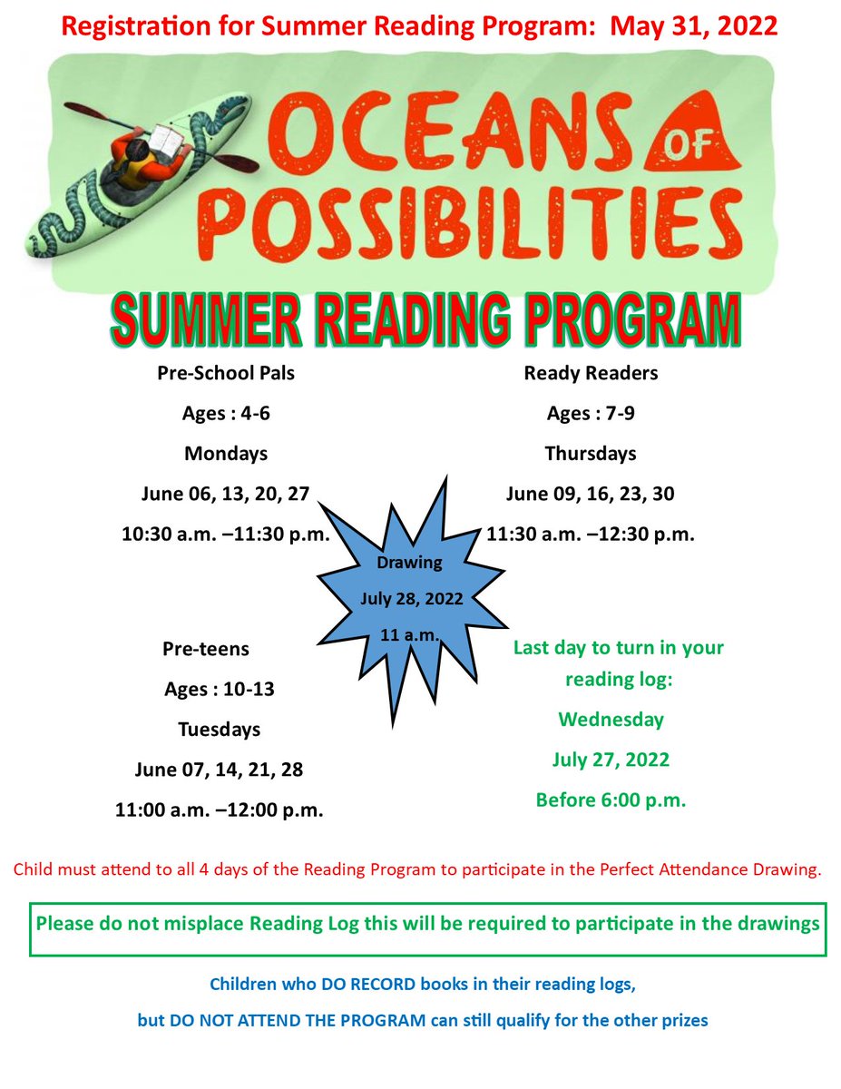 Get ready for the Summer Reading Program!
#SummerReading #libraries #summer