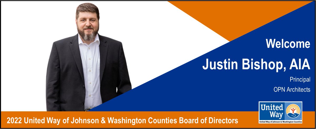 <a href="/uwayjwc/">uwayjwc</a> is pleased to announce our new board member, Justin Bishop, AIA Principal <a href="/OPNArchitects/">OPN Architects</a> Justin's UW Why? I support United Way because the need is enormous &amp; we have a responsibility to care for each other &amp; invest in our community. #LiveUnited #welcome #boardofdirectors