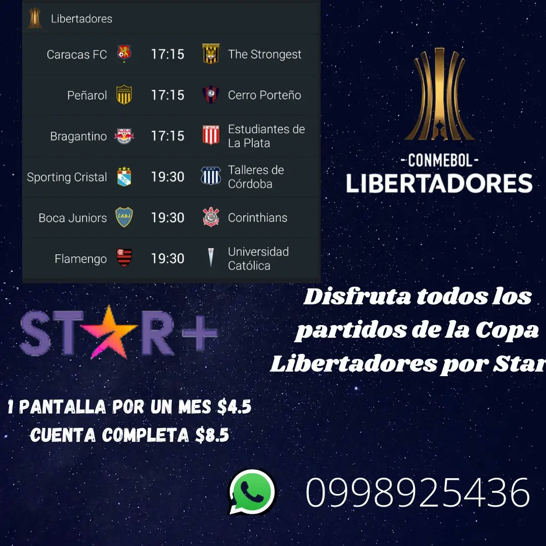 ServicioStre1's tweet photo. Una noche muy emocionantes para los amantes de los deportes, tenemos Copa Libertadores, Sudamericana y NBA🔄🤯
Comunícate con nosotros por internos para que no te pierdas estos grandes encuentros o por nuestro número (+593) 0998925435
#copalibertadores #copasudamericana #nba https://t.co/cmwbtzP1SZ