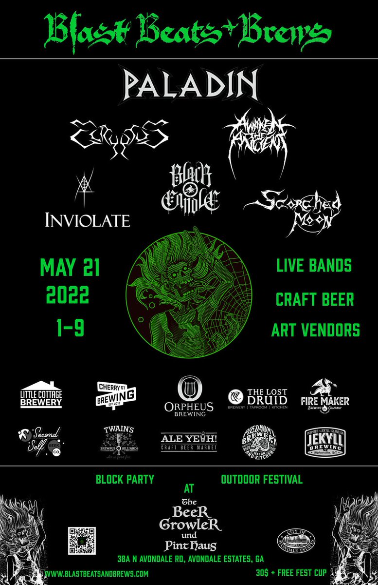 beatlanta.com/blast-beats-br… - This Saturday 5/21/22 :: #atlanta #atl #metalmusic #beerfest #beerandmusic #adamkeen #beatlanta #aleyeah #blastbeats #blastbeatsandbrews #hashtag #atlantafestivals #paladin #music #atlantamusic #beerAtlanta