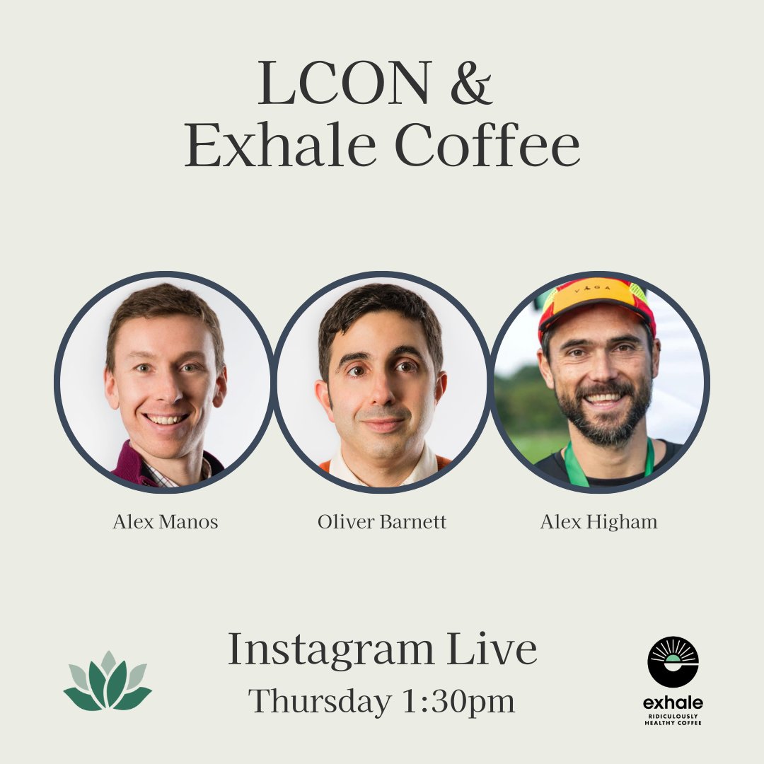 Oliver Barnett will be going live with Alex Higham, Founder of <a href="/ExhaleCoffee/">exhale healthy coffee</a>, and Alex Manos, Exhale's Chief Wellness Officer, this Thursday via Instagram.

Tune in to expand your knowledge on living a healthier coffee-filled lifestyle! This is not a conversation to be missed! ☕️