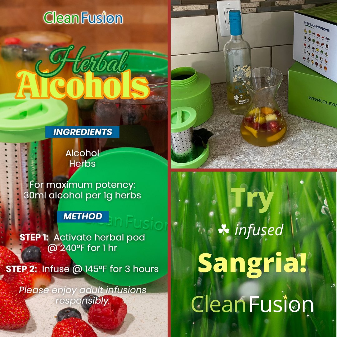 CleanFusionDIY's tweet photo. It’s 4:20 pm. Shall we INFUSE? ☘️
CF DIY is EASY to use with BOOZE! 🍷

👉 https://t.co/HntHpi8KH9 👈

#DrinkYourHerbs ❣️ #SnacksOverSmoke

PS - Don’t do this with LEVO. Not safe. 💥 https://t.co/Dd2TwfRj4H