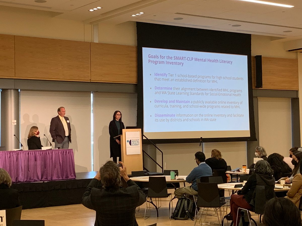 Aaron_Lyon's tweet photo. The @UW @SMARTCtr's @r0sereyes presented today at the #WAMHsummit on a collaboration between @ChadsProject &amp; @SMARTCtr to create a library of #MentalHealthLiteracy programs for #WA. 

Find the library here: https://t.co/n7fSs4jymW @UWPsychiatry https://t.co/eS2DmodvqV