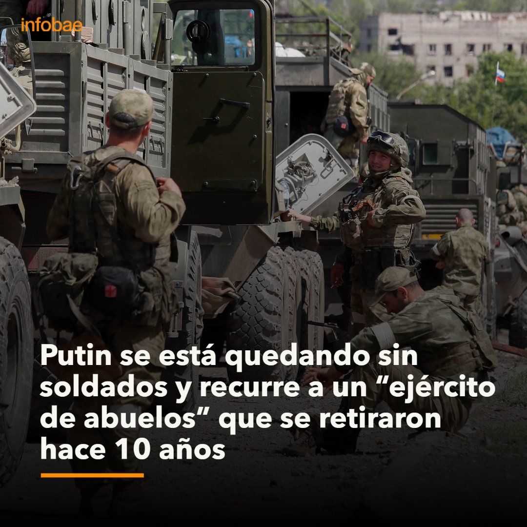infobaeamerica's tweet photo. Putin se está quedando sin soldados y recurre a un “ejército de abuelos” que se retiraron hace 10 años https://t.co/yTB5uhCW4k https://t.co/iAvRARtecE