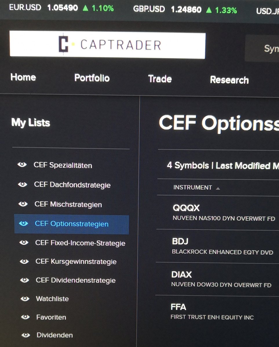 dividendenflow's tweet image. Nach dem #CEF Buch von @baresistwahres Pazos erstmal Watchlisten angelegt und bei einem vernüftiger Broker #Captrader angemeldet. Ich werde hier einen kleinen Teil des Portfolios mit Close End Funds ergänzen. Gelungene Lektüre, hier muss dann dann auch selber arbeiten danach👍😀