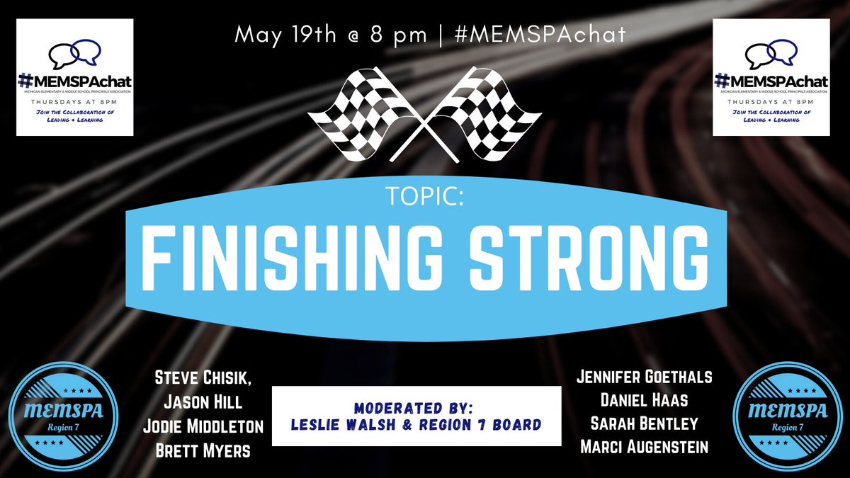 vgilbert3's tweet photo. Join #MEMSPAChat Thurs 8 PM
as @schisik @guizzettil & @MEMSPARegion7 moderate
🏁Finishing Strong 🏁
#ASCDForum
#PIAchat
#CravenEdChat
#EdTechChat
#OpenUpMath
#KSEdChat
#MGBookChat
#MakeEdReal
#ResilienceChat https://t.co/41sQjaI6ud