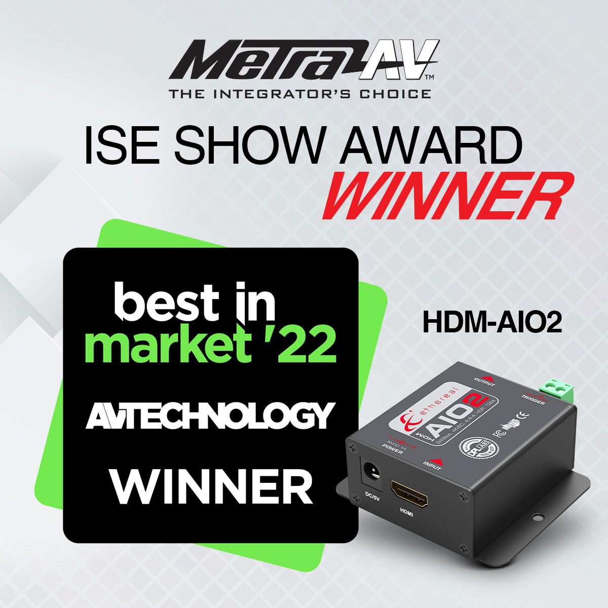 MetraAV's tweet photo. Our HDMI All-in-one Correction Tool (HDM-AIO2) has won ISE's Best in Market '22 award in the AV Technology category! Learn more about this amazing product here https://t.co/HCbuPFSdDD
#AVintegration #CustomIntegrators #AV #AVtech #HDMI #ISE2022 #AwardWinningAV #HomeTheater https://t.co/mJ865KOMMR