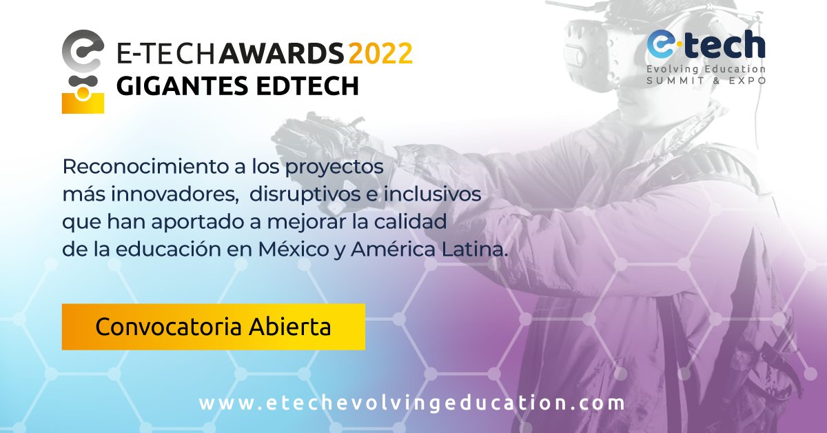 ConEdubyETech's tweet photo. 🤝🏻🎖 Queremos reconocer a nuestros aliados, participa en la primera edición de los #ETechAwards - #GigantesEdTech, donde buscamos reconocer a los proyectos más innovadores, disruptivos e inclusivos que han aportado a mejorar la calidad de la educación. https://t.co/gBa9hoYCcj