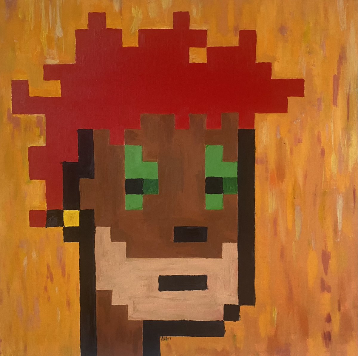 cryptopunkart's tweet photo. Half a million CIG prize for best remix of this Painting of PunkCeo Ronnie Redd. https://t.co/9qczLNSmqC