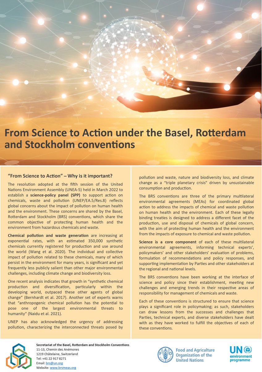 brsmeas's tweet photo. Our latest factsheet puts a spotlight on the #UNEA5 decision of establishing a science-policy panel that will bolster international action on #chemicals, #waste &amp; #pollution by strengthening the science-policy interface.

#FromScienceToAction

⏩ https://t.co/o7PGN3kPqY https://t.co/yL2aaeQAdb