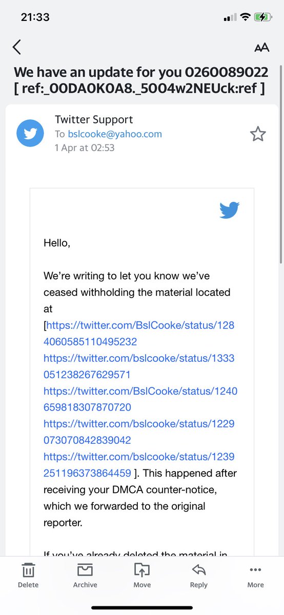 BSLCooke1's tweet photo. @Twitter  I’ve tried to email about my other account @bslcooke as it’s been suspended due to copyright. I have emailed a million times. I have submitted all the appeals and they were not contested and therefore don’t know why it’s been suspended. Can a real person please help? https://t.co/hnzEKk2qEY