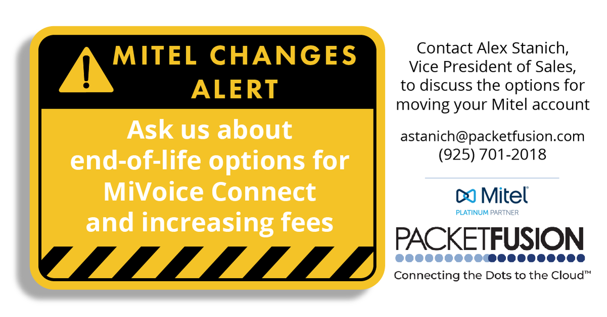 MattPingatore's tweet photo. Let us assist you with a plan to get you off Mitel MiVoice Connect. We can help support your current MiVoice Connect system, evaluate your needs, and create and help you execute a new plan. Reach out and let's discuss what's best for your company. #mitel #UCaaS #CCaaS https://t.co/LQMQJC3L3N