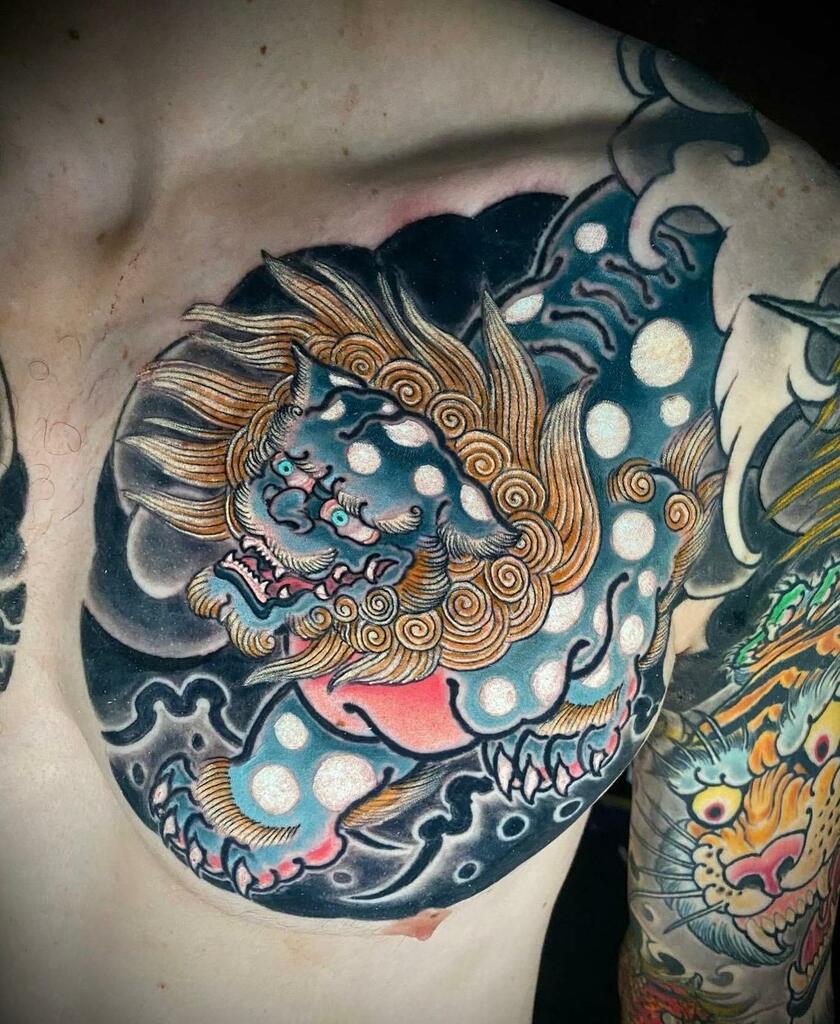 TATTOOS.ORG — One of two Shisa dogs I got done in Okinawa,...