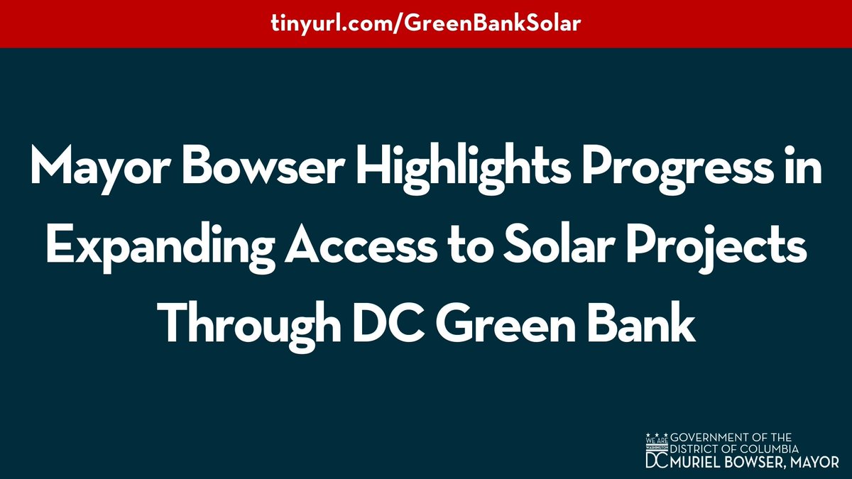 MayorBowser's tweet photo. With @DCGreenBank &amp; @DOEE_DC, we’re lowering electric bills, reducing pollution &amp; creating jobs for residents.

In 2018, we made DC one of the first cities in the nation to launch a Green Bank—now, it’s helping us build a more equitable, sustainable DC. ⬇️
https://t.co/y7EYXTaD7G https://t.co/MCCwjXEqvt