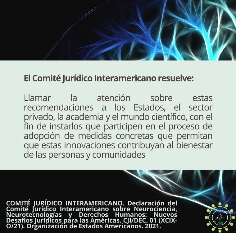 NeuroRightsExt's tweet photo. El pasado 11 de agosto de 2021, fue aprobada por unanimidad por los miembros del Comité Jurídico Interamericano de la OEA la “Declaración del Comité Jurídico Interamericano sobre Neurociencia, Neurotecnologías y Derechos Humanos" #NeuroRights #NeuroDerechos https://t.co/XCKn0EtlGi