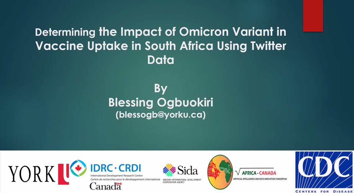 Canadian Centre for Disease Modelling (@york_cdm) on Twitter photo Day 2 of Incubation Day 2022. <a href="/YorkUScience/">YorkU - Science</a> @MathTaskForce Blessing Ogbuokiri from the York University is giving a talk on "Determining the Impact of Omicron Variant in Vaccine Uptake in South Africa Using Twitter Data"! Day 2 of Incubation Day 2022. <a href="/YorkUScience/">YorkU - Science</a> @MathTaskForce Blessing Ogbuokiri from the York University is giving a talk on "Determining the Impact of Omicron Variant in Vaccine Uptake in South Africa Using Twitter Data"!