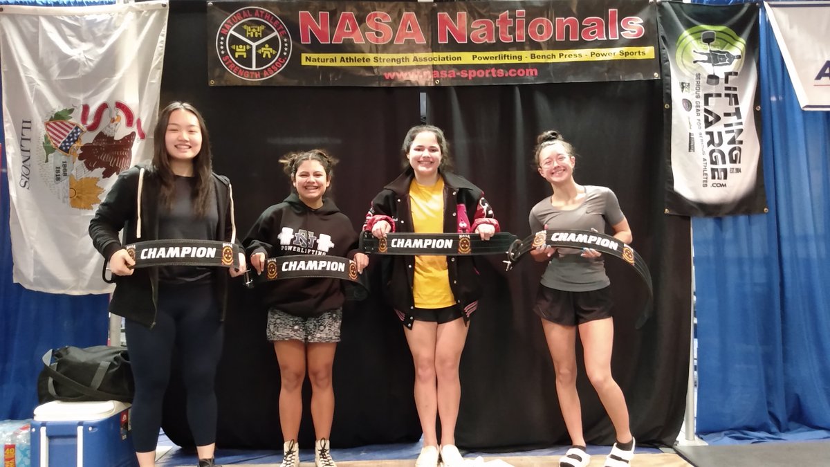 nasapl's tweet photo. Our day one female #Inzer powerlifting championship belt winners from the NASA Powerlifting High School Nationals back in March! Congratulations to you all! https://t.co/SeiwKy7FLw #NASA #NASAPL #NASAPowerlifting #Powerlifting #Weightlifting #Gym #Fitness https://t.co/NC2f0Q91c7