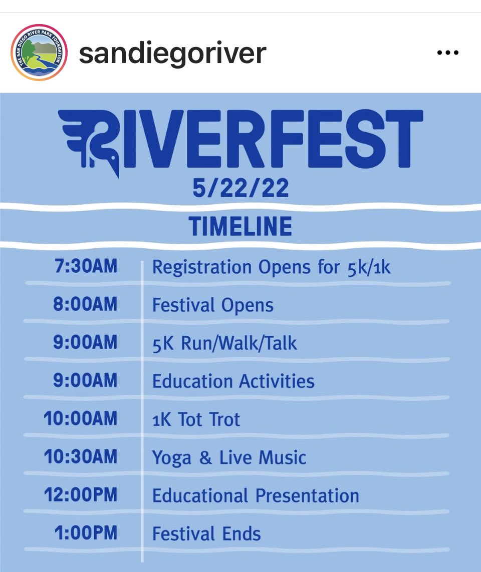 h2oexecutive's tweet photo. Did you know that San Diego has a 62 Mike River? Bring your family, pets, bikes and running shoes and come out next Sunday to learn more about its history and its future… #river #sdriver #headwaterstosea https://t.co/NZNtQ8Z7uj