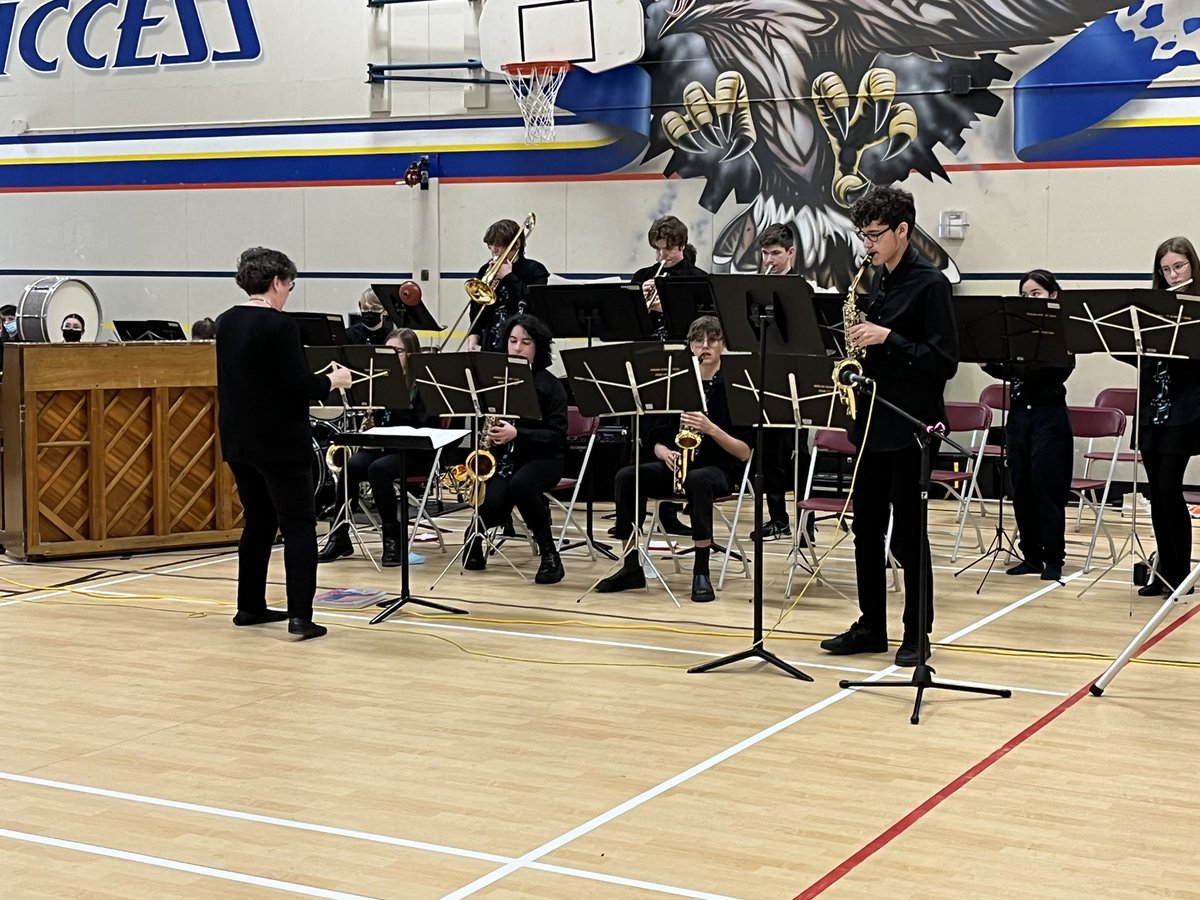 Highland secondary band from Comox putting on amazing show of music for our older students.