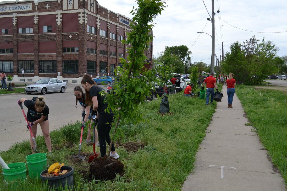 Trees_Forever's tweet photo. What a great day to be planting in Cedar Rapids alongside our friends at @HyVee! The crew helped plant 44 new trees to replace the canopy lost in the 2020 derecho. Thank you to the employee volunteers and our partners at @arborday for making today's work possible! #HyVeeOneStep https://t.co/JkNoUBifSH