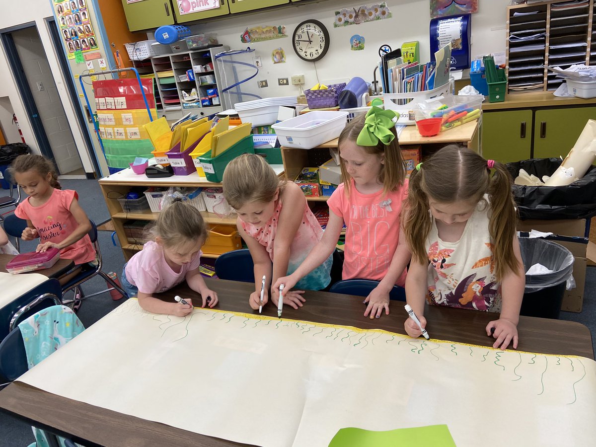 FCPS_JenTrueK's tweet photo. It is Oo-Day for our Backward Countdown. We went Outside and learned about the Octopus! We made aquarium murals! #NMWRoars https://t.co/2QBG3wSRLN
