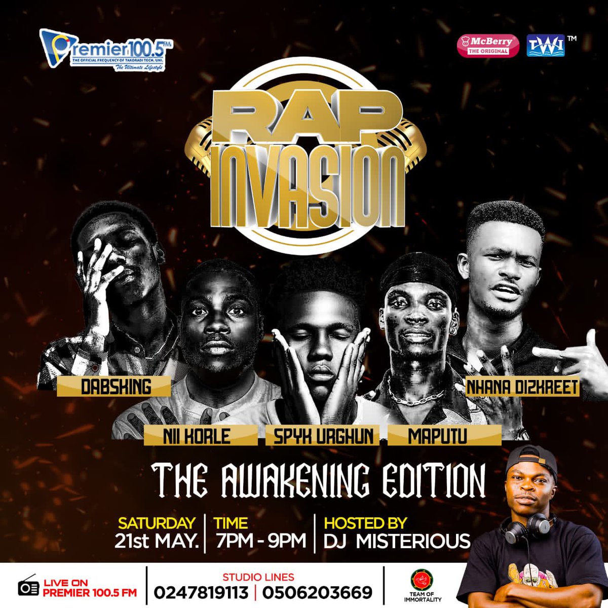 Patmenz_'s tweet photo. The awakening edition of #RapInvasion on @premier_radio is here again 🔥 🔥 🔥 🔥 🔥 https://t.co/GpzDfP3be1