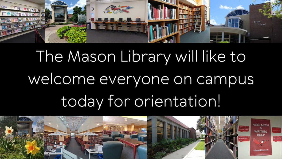 KeeneMasonLib's tweet photo. The Wallace E. Mason Library welcomes everyone on campus today for orientation. We hope you all have a fantastic day! 

@KSCorientation @KeeneState_  @KeeneMasonLib #KSCOrientation #KeeneStateOrientation #KeeneStateCollege #KeeneState #KSCMasonLibrary #KeeneMasonLib #HootieHoo https://t.co/Kw84DtWmx2