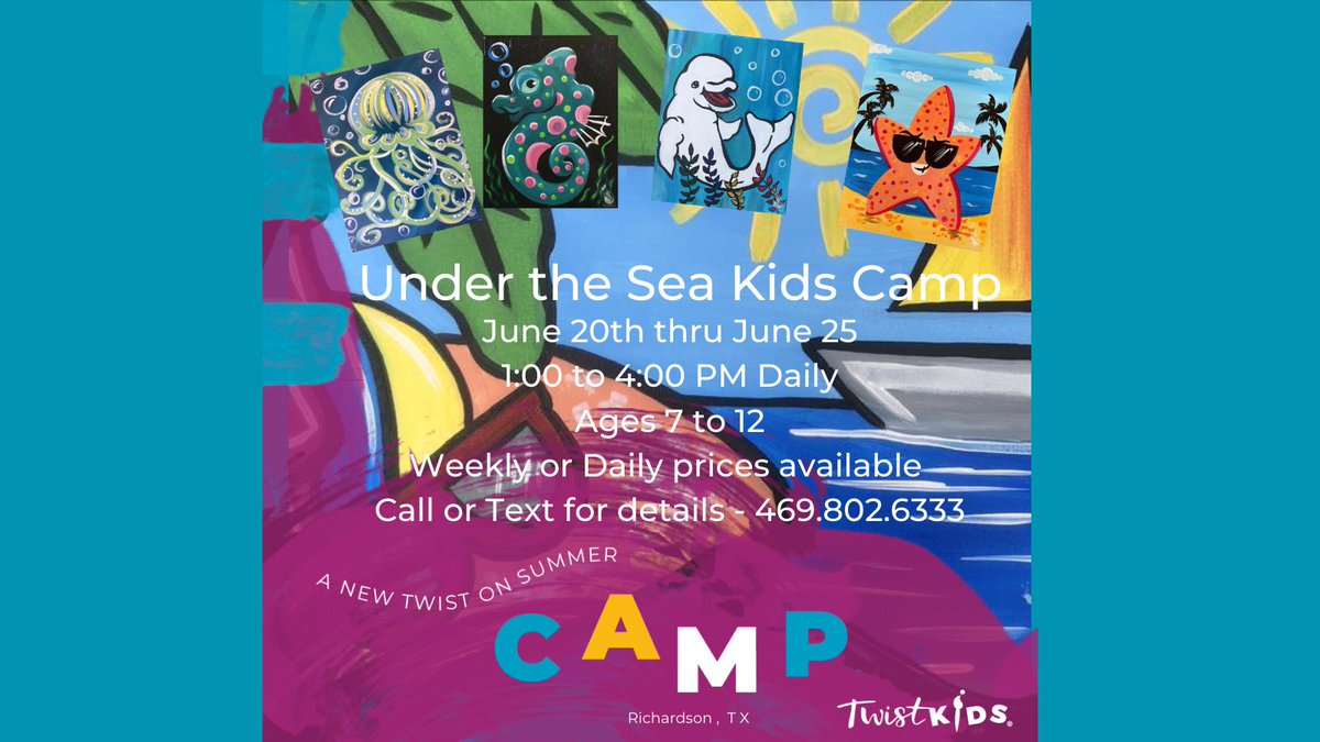 PWATRichardson's tweet photo. Kids Camp starts June 20th! Grab your spot while they're still available! #twistrichardson #kidscamp #underthesea #funthingsforkids https://t.co/g3v9tGWn4U