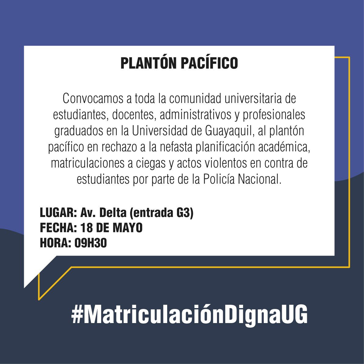 Prom142med's tweet photo. Los esperamos el día de mañana con globos blancos, su mandil y sus carteles expresando lo que necesitamos #MatriculacionDignaUG https://t.co/GjUhXq4I2g
