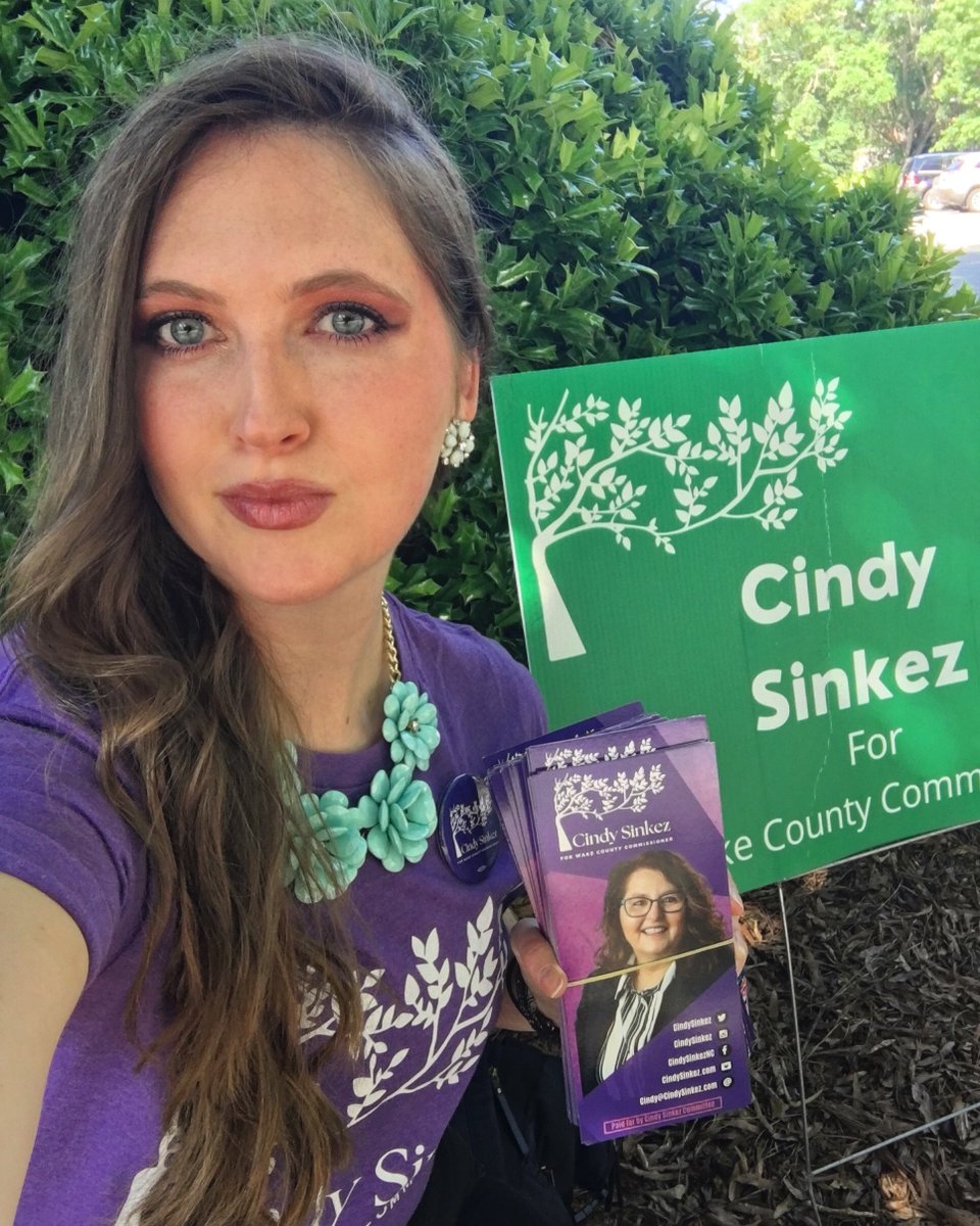 CindySinkez's tweet photo. While greeting voters, @jennawadsworth said, “Vote for Cindy, the most progressive candidate in the race with the best policy ideas to build the best possible future for all of us in Wake County.”

#Vote #Election2022 #NCpol #RalPol #WakeCounty #WakeCountyNC #ElectionDay https://t.co/BLDpW6Or4u