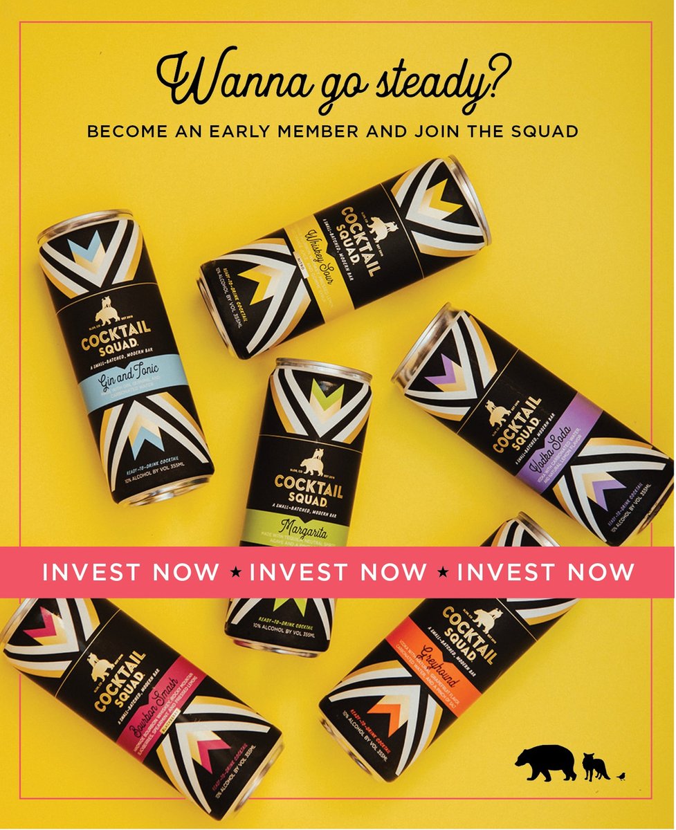 CocktailSquad's tweet photo. INVEST in a 20x award-winning female-founded brand shaking up the canned cocktail category ⭐️ Become an owner in Cocktail Squad for as little as $465 ⭐️ Link to StartEngine, a regulation crowdfunding platform, in Bio ⭐️​​​​​​​​ 

#cocktailsquad # https://t.co/ISpnlA0fo9