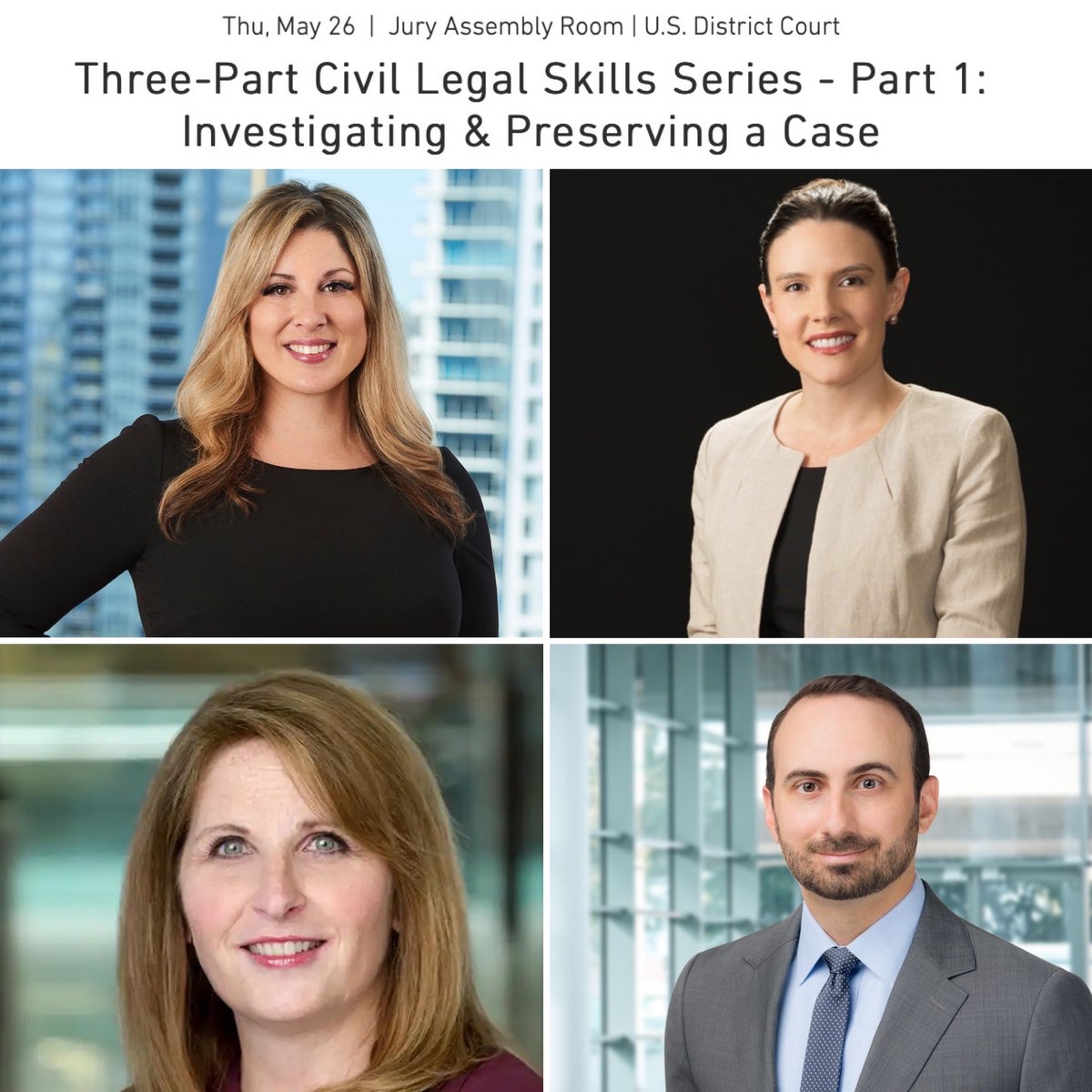 sandiegofba's tweet photo. ⚖️ We are excited to announce the first of our three-part Civil Legal Skills Series: Investigating & Preserving a Case! 🕵️♀️Please join us on Thursday, May 26, 2022 at 12:00 p.m.🔗 RSVP today: https://t.co/ssscztKy8b...
#FBASD #SanDiegoFBA #SDLaw #SanDiegoLawyers #CivilLegalSkills https://t.co/EyzABlxsdR