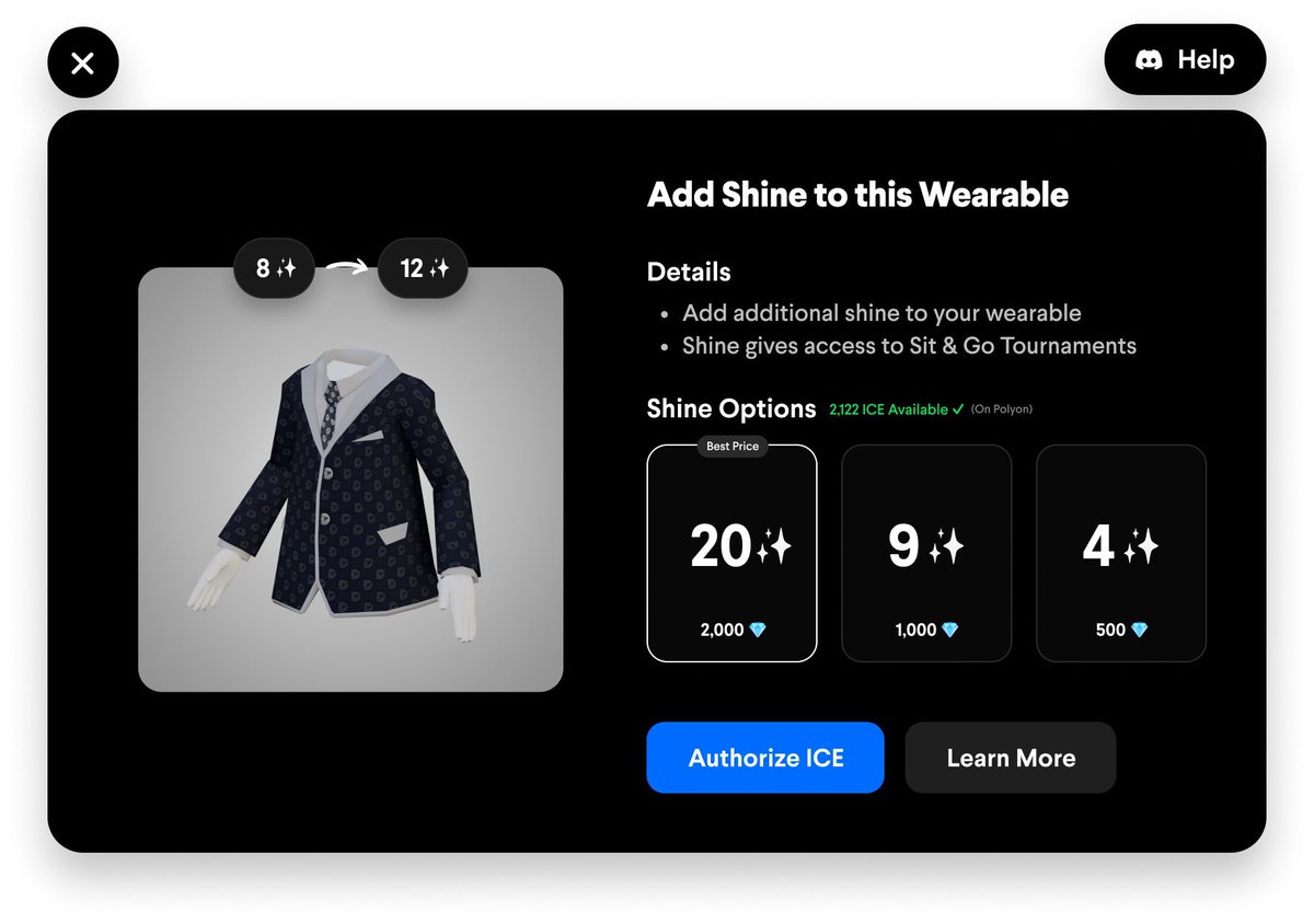 0xMiles's tweet photo. Couldn’t be more excited for ICE Poker SNG. 

ICE Wearable holders will be able to burn $ICE to add shine to their wearables.

Shine will be used to enter single table sit-n-go tournaments for badges.

Badges will be redeemable for wearables, accessories, $ICE, and $xDG prizes. https://t.co/WVnuhDwkAL
