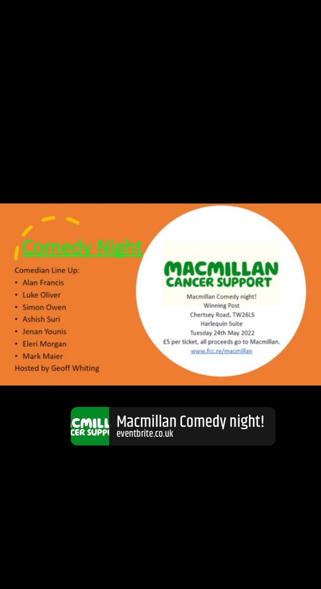 PostGreene's tweet photo. Next Tuesday is our big Macmillan Comedy night! 
Join us in raising money and having BIG laughs! Either buy tickets on the door or online! 

https://t.co/tasv3mBBw3 https://t.co/nIRZ2meRc3
