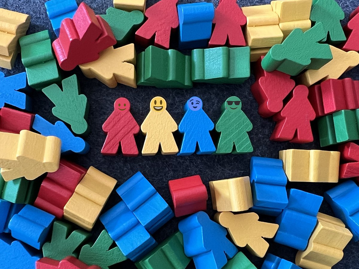 MeepleMaven's tweet photo. 🚫 They're nice enough, but p RGB and Y is my least fav #boardgamecomponent hue combo. 🎨Moving away from primary colors by adding secondaries works well ... + purple, black, lime, orange, etc. 
An attractive palette goes a *long* way w me, for one. (Gameboards &amp; maps, too) https://t.co/ctd8gIJNYS