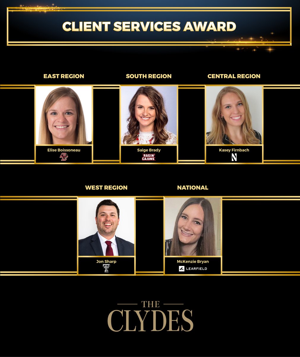 Learfield's tweet photo. Congratulations on your CLYDE Award! 🏆🏆 Thanks for your excellent work with our partners #TheCLYDES https://t.co/l0nKaRCc2b