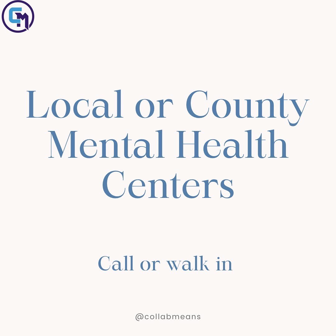 CollabMeans's tweet photo. Another Mental Health Resource! Local or County Mental Health Centers are outpatient facilities that provide mental health recovery services for persons who prefer a team of mental health professionals to provide their care and who are experiencing severe mental illness. https://t.co/Iro7pwsepS