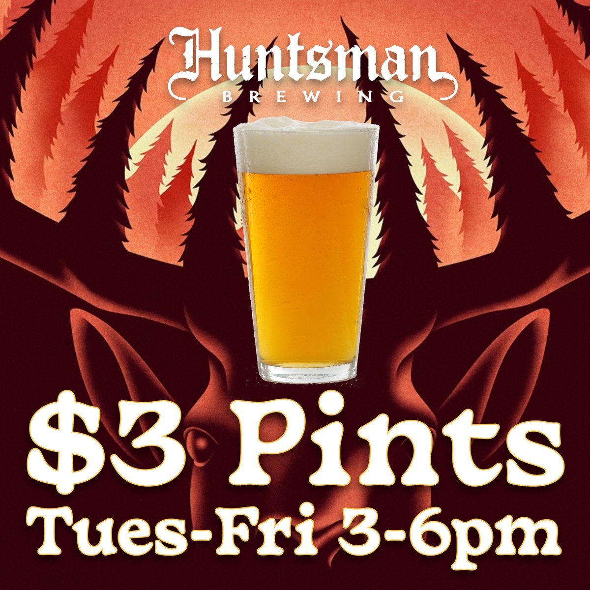 HuntsmanBrewing's tweet photo. Do something today your future self will thank you for like drinking a $3 Pint during Happy Hour. In a year you will look back at all the money you saved getting absolutely toasted on our patio and think to yourself "I am f'n AWESOME". Don't be a coward, get your swerve on today. https://t.co/2Ds6raI1de