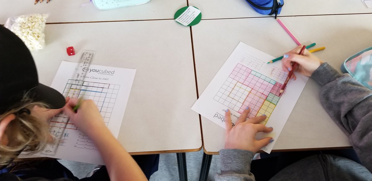 4Caseley's tweet photo. We played How Close to 100? today. Loved seeing the strategies being used around the room to cover as many of the 100 squares as possible! #AwesomeIn6th
#MathematicalMindsets
@joboaler
@youcubed https://t.co/5uAu3ylTSL
