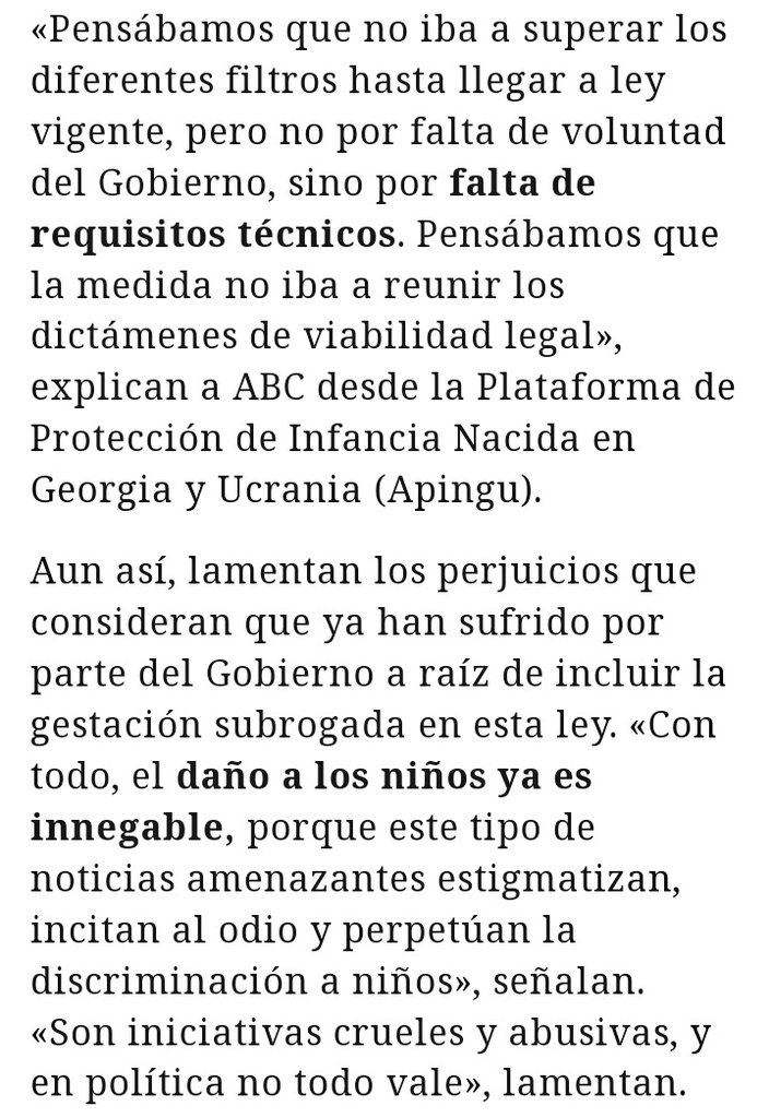La burda criminalización de <a href="/IgualdadGob/">Ministerio de Igualdad</a> hacia las familias por #GestaciónSubrogada deja huella.

Las medidas propagandísticas de <a href="/IreneMontero/">Irene Montero</a> carecen de fundamentación jurídica y técnica.

Sin embargo, EL DAÑO A LOS NIÑOS YA ES INNEGABLE.

Vía <a href="/abc_es/">ABC.es</a>

abc.es/sociedad/abci-…