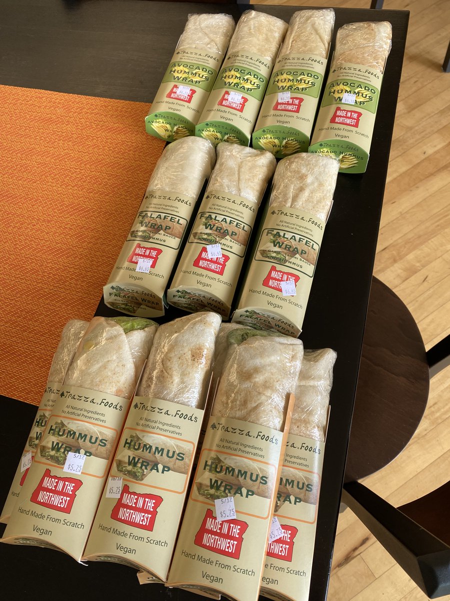 Vegan handmade sandwich wraps available at the BNC! Avocado hummus, falafel, and hummus ♥