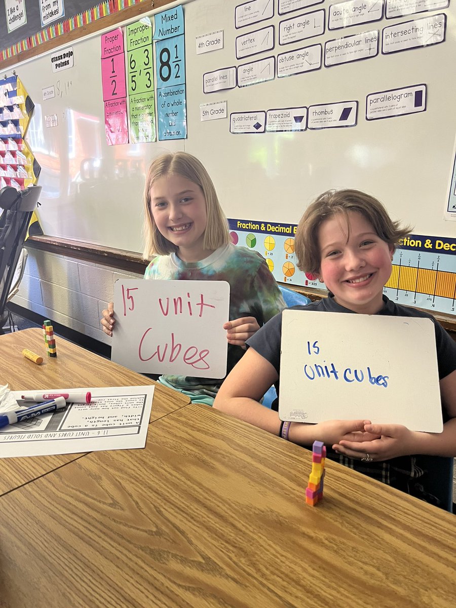 MissJamisonGr4's tweet photo. We discovered volume with unit cubes today in math! 🧊 https://t.co/82BvDOQaMK
