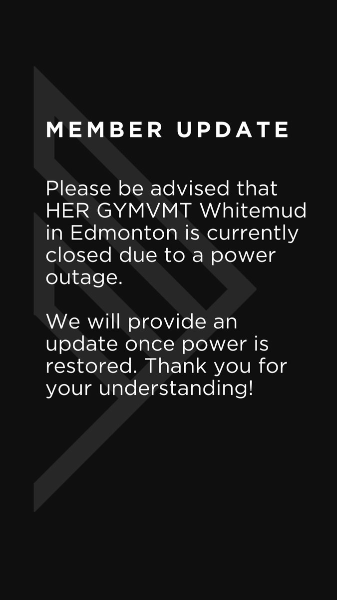 Power outage at GYMVMT Whitemud.