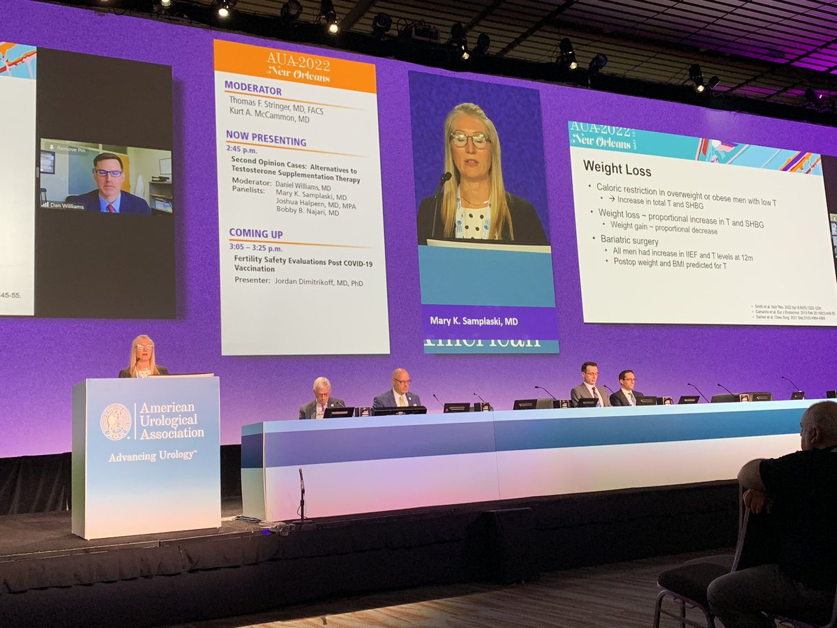 What an honor ⭐️ to present a plenary on obesity and #testosterone at #AUA2022 annual meeting- along with @JoshuaHalpernMD and @BobbyNajariMD! Thanks to the @AmerUrological- looking forward to next year already! @USC_Urology @KeckMedUSC #maleinfertility